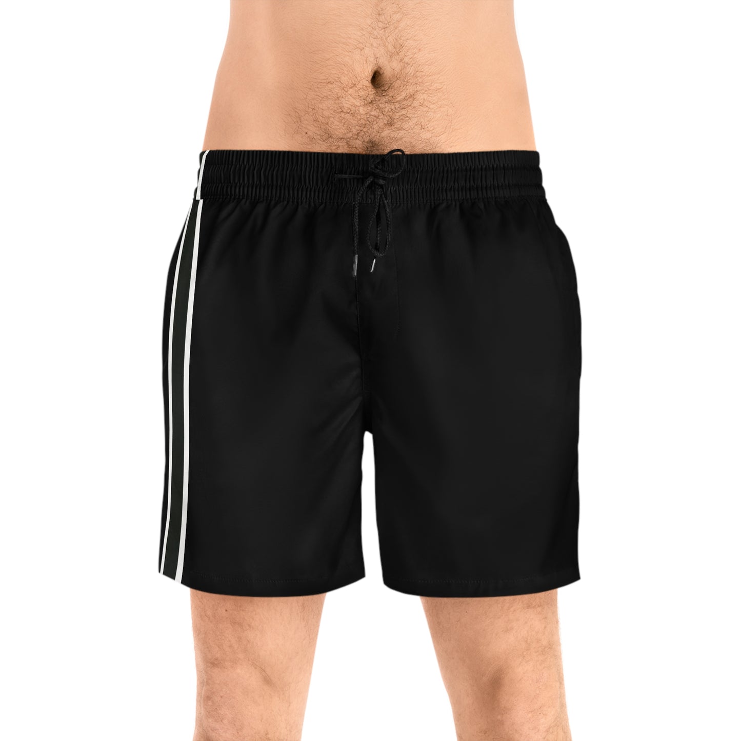 Black BW Stripe Swim Trunks