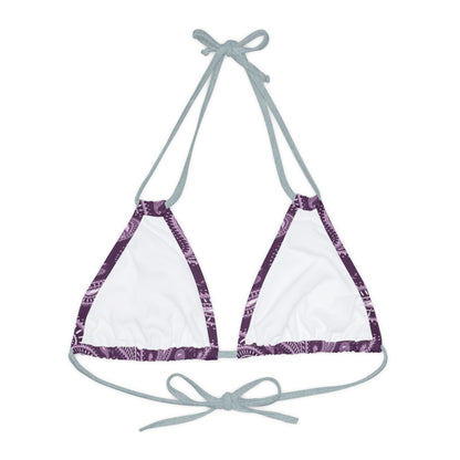 Purple Paisley Print Strappy Triangle Bikini Top