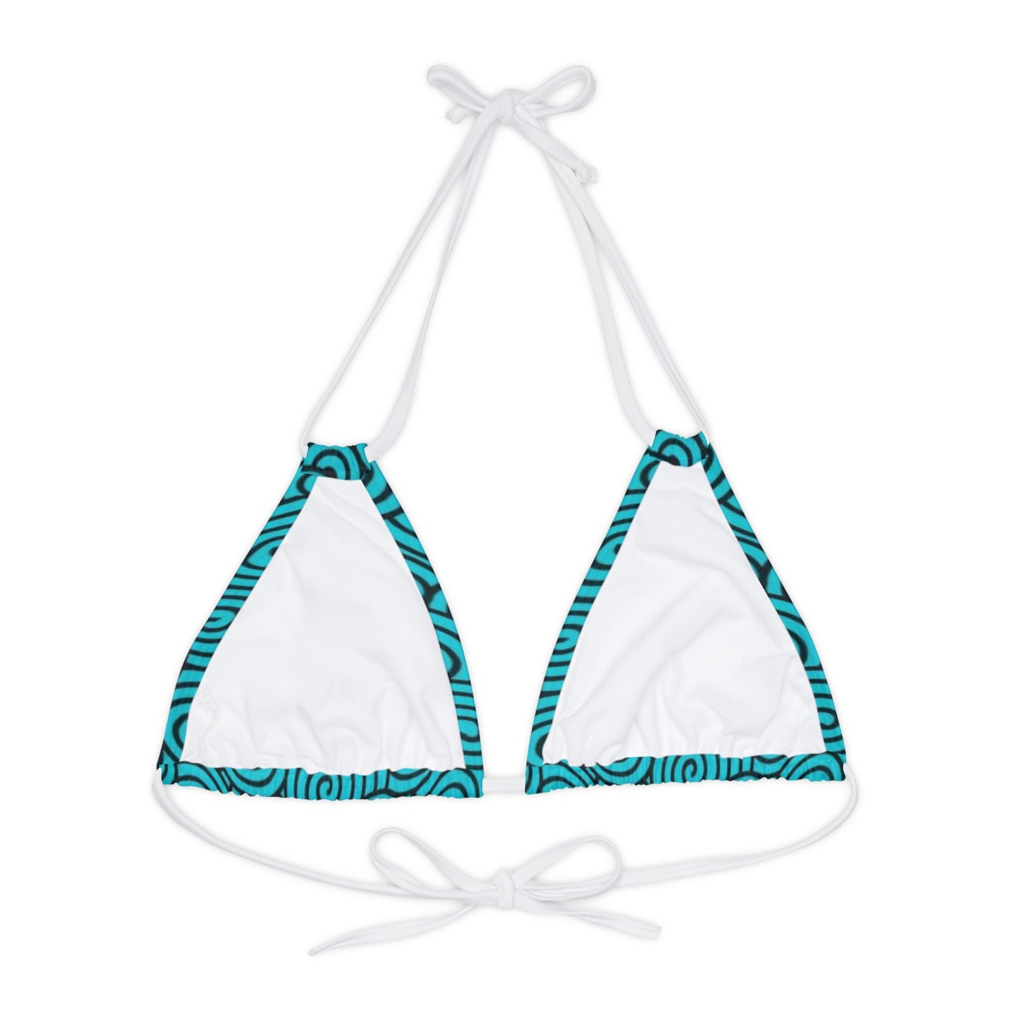 Turquoise Print Strappy Triangle Bikini Top