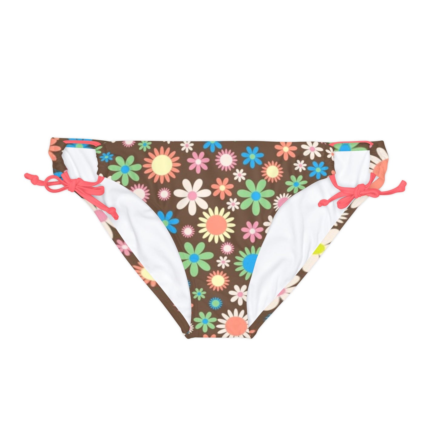 Flower Power Print Loop Tie Side Bikini Bottom