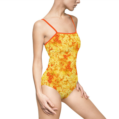 Orange and Yellow Print Women's One-piece Swimsuit