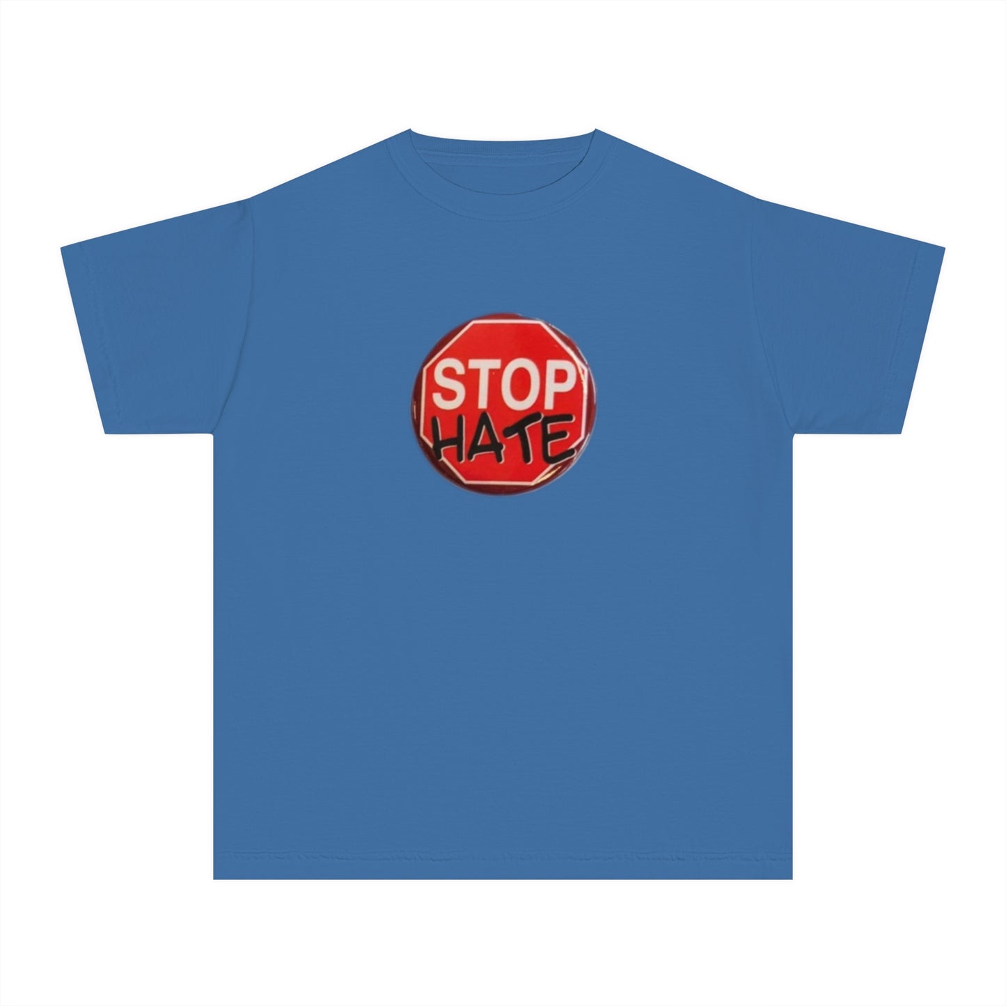 Youth Stop Hate Button Tee