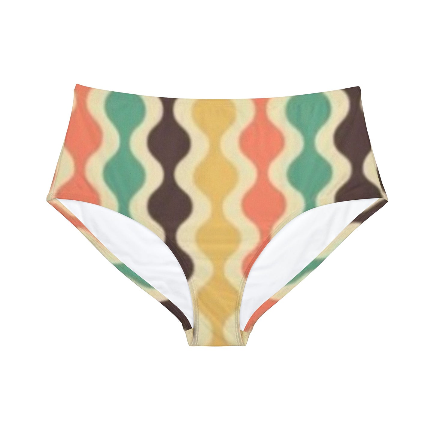 Yellow Spectrum Print High-Waist Hipster Bikini Bottom