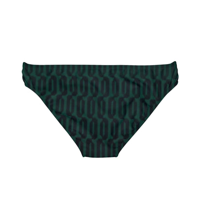 Green Black Link Print Loop Tie Side Bikini Bottom