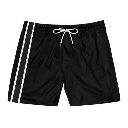 Black BW Stripe Swim Trunks