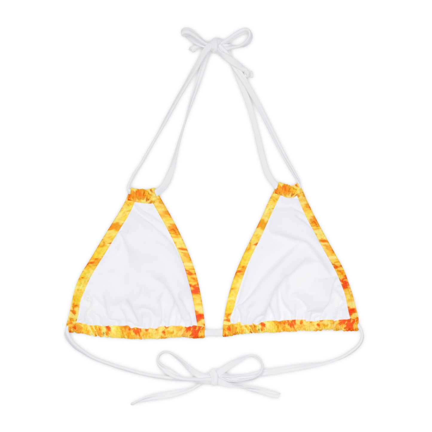 Orange and Yellow Print Strappy Triangle Bikini Top