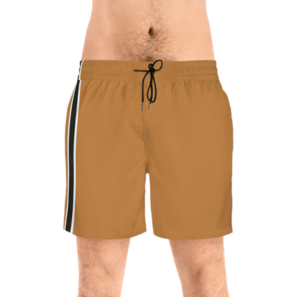 Khaki BW Stripe Swim Trunks