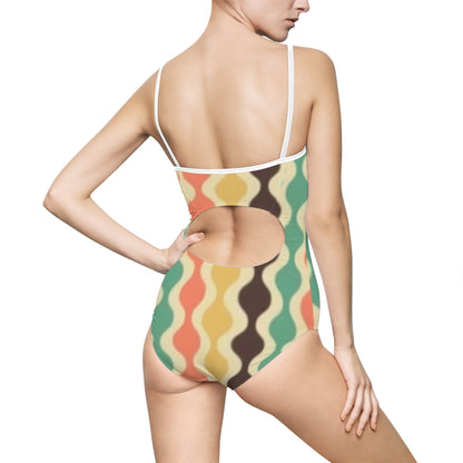 Yellow Spectrum Print Women's One-piece Swimsuit