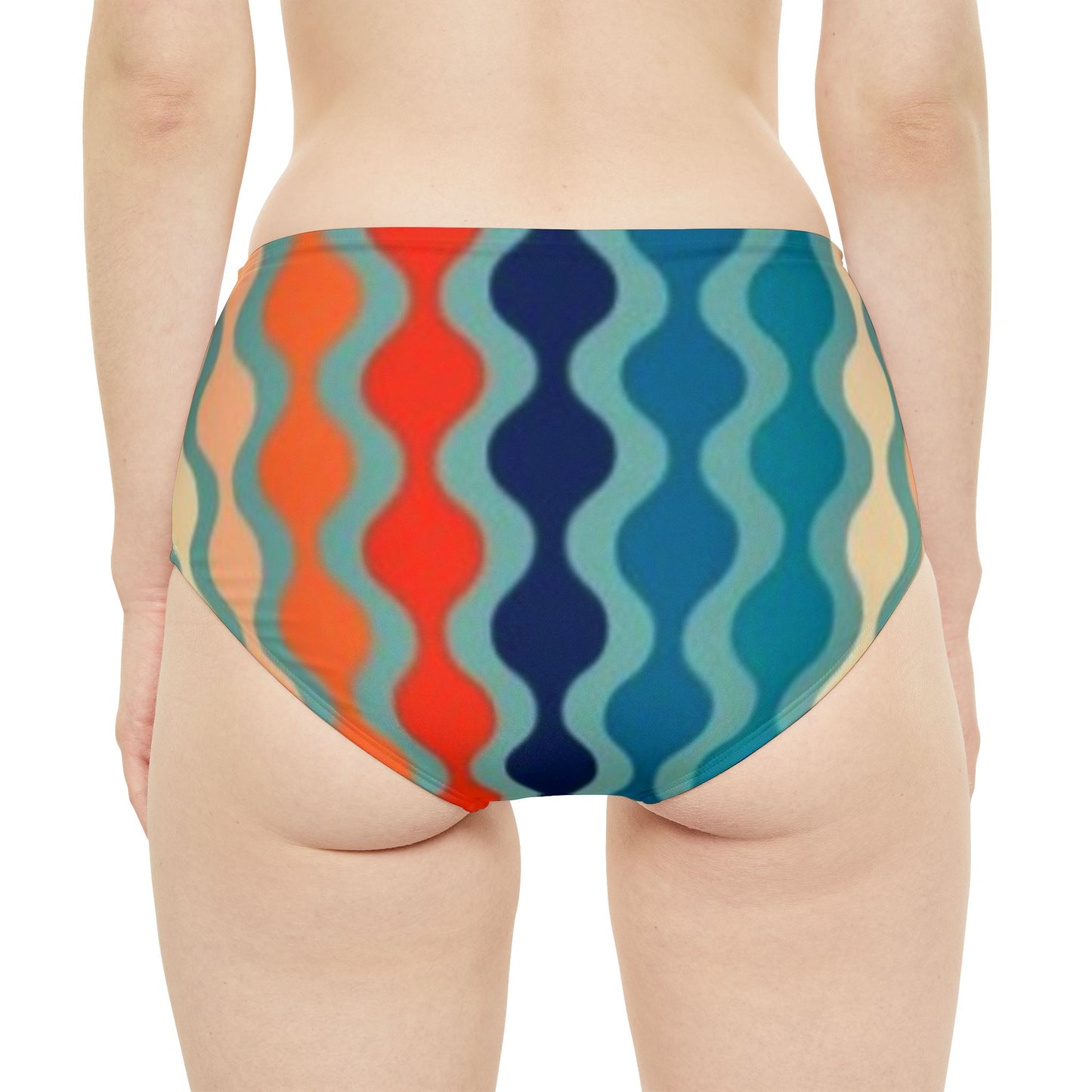 Blue Spectrum Print High-Waist Hipster Bikini Bottom