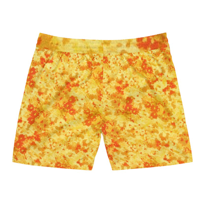 Orange and Yellow Print Swim Trunks