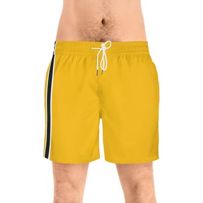 Yellow BW Stripe Swim Trunks