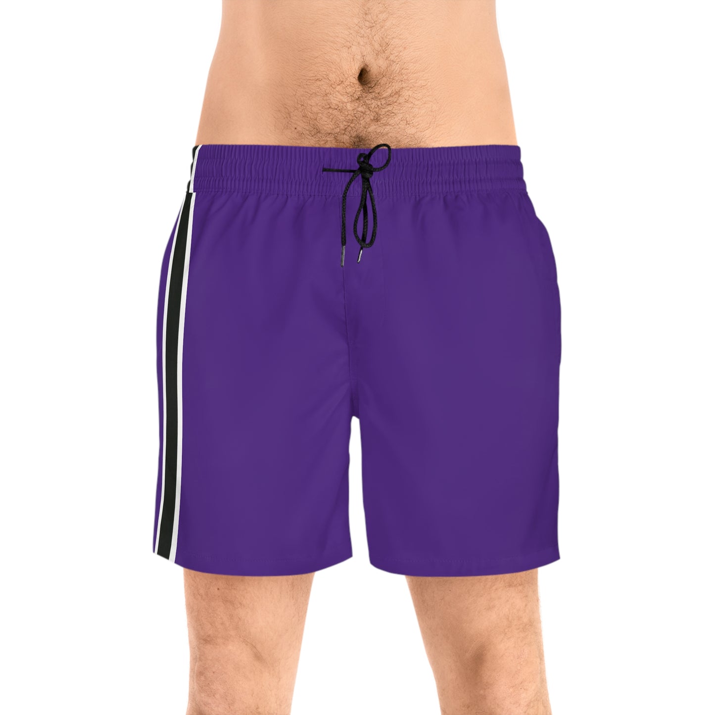 Purple BW Stripe Swim Trunks