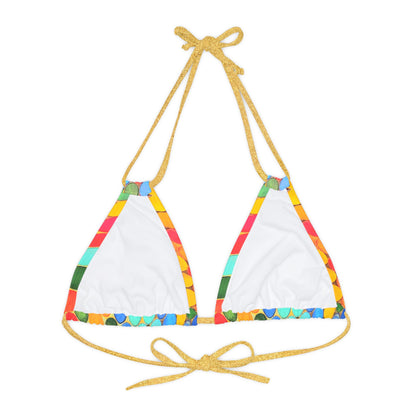 Cape Verdean Print Strappy Triangle Bikini Top