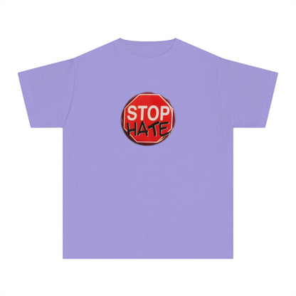 Youth Stop Hate Button Tee