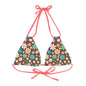 Flower Power Print Strappy Triangle Bikini Top