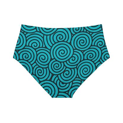 Turquoise Print High-Waist Hipster Bikini Bottom