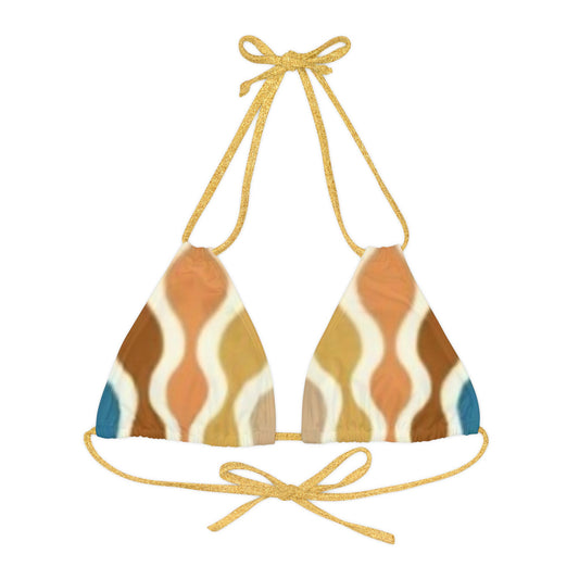 70's Rust Spectrum Print Strappy Triangle Bikini Top