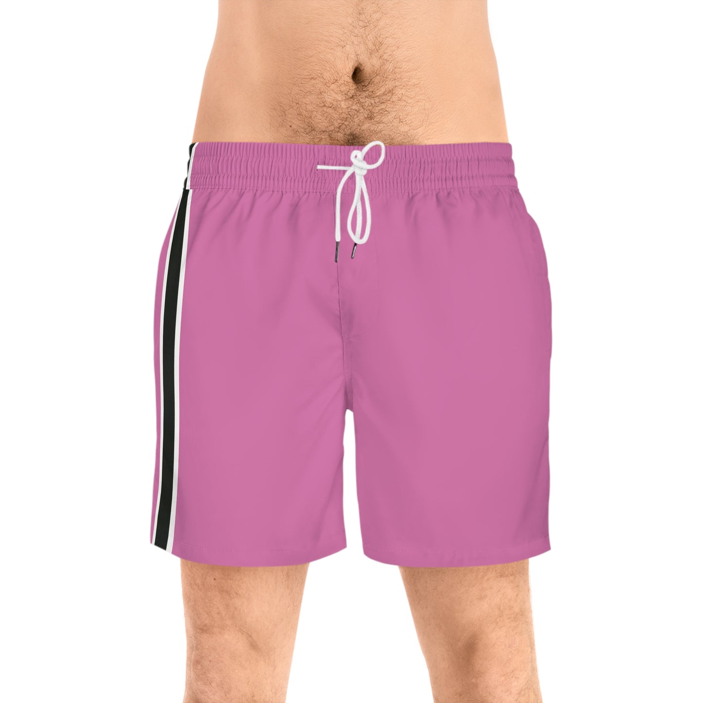 Pink BW Stripe Swim Trunks