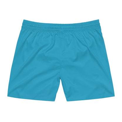 Turquoise BW Stripe Swim Trunks