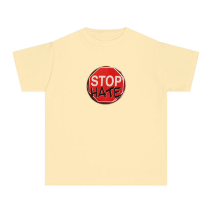 Youth Stop Hate Button Tee