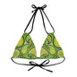 Green Yellow Black Paisley Print Strappy Triangle Bikini Top