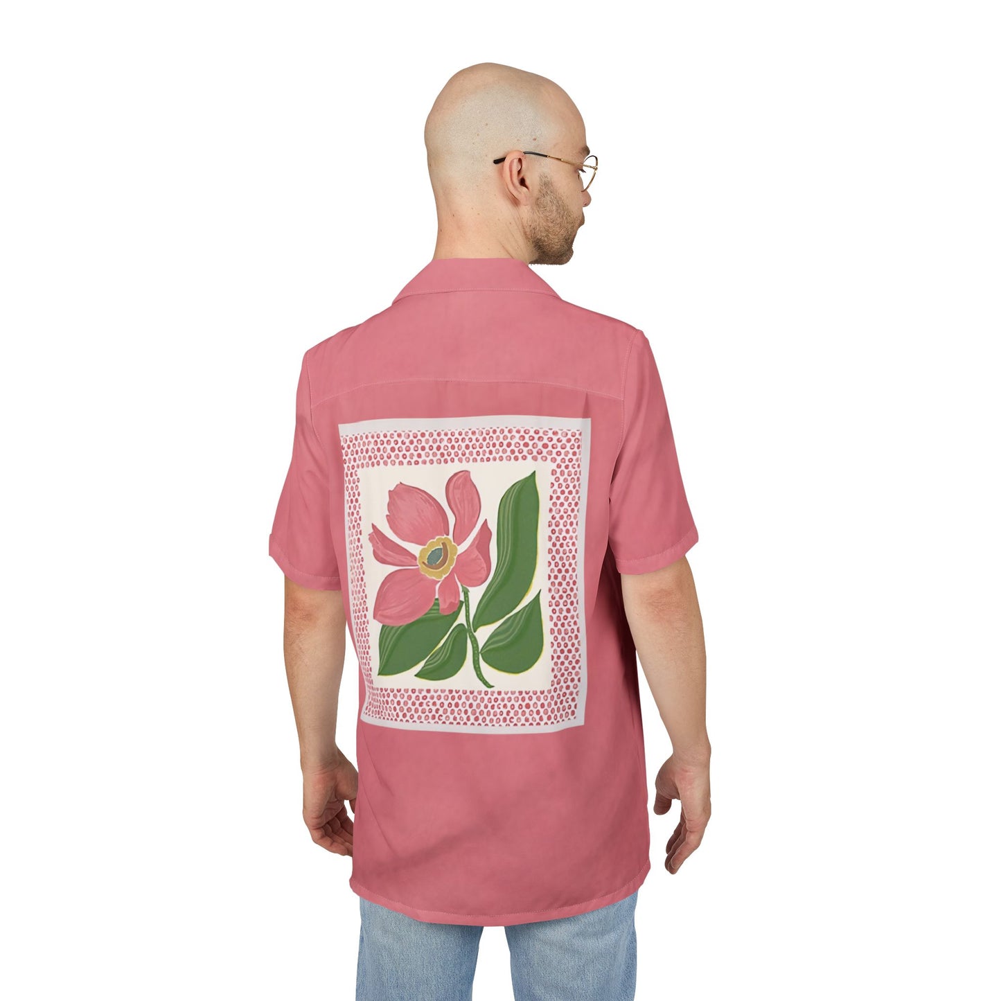 Uniaex Tropical Floral Button-Down Shirt, Hawaiian Shirt