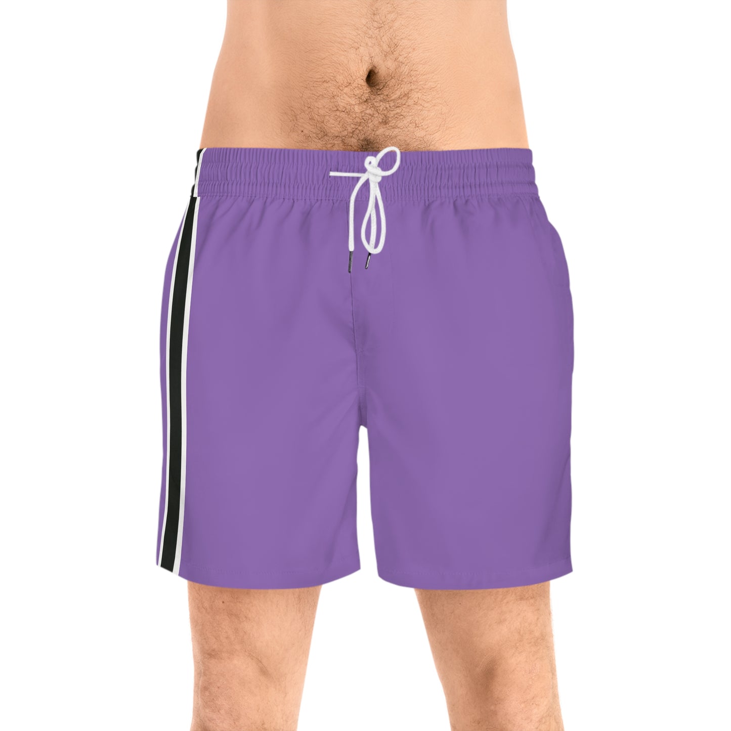 Light Purple BW Stripe Swim Trunks