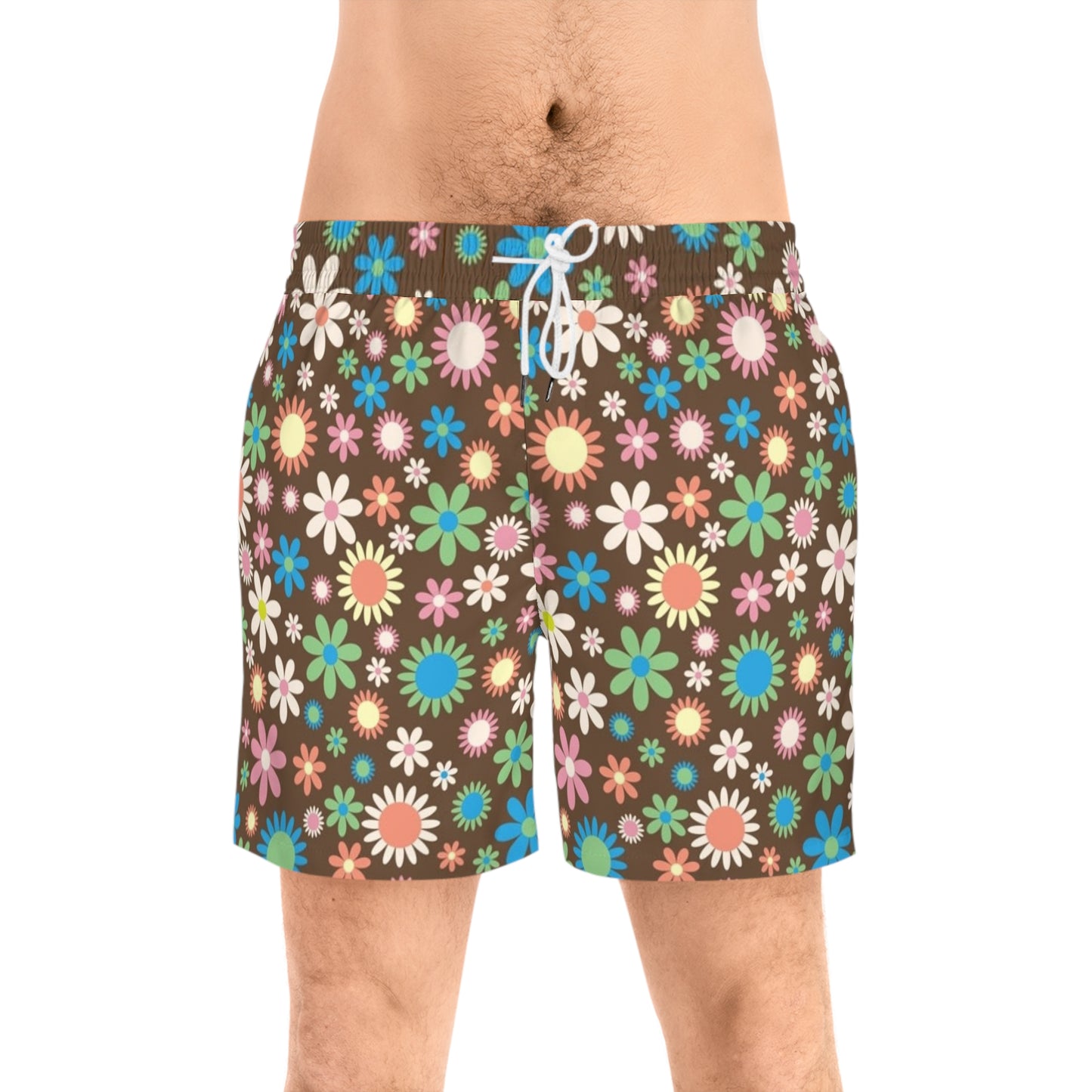 Flower Power Print Swim Trunks