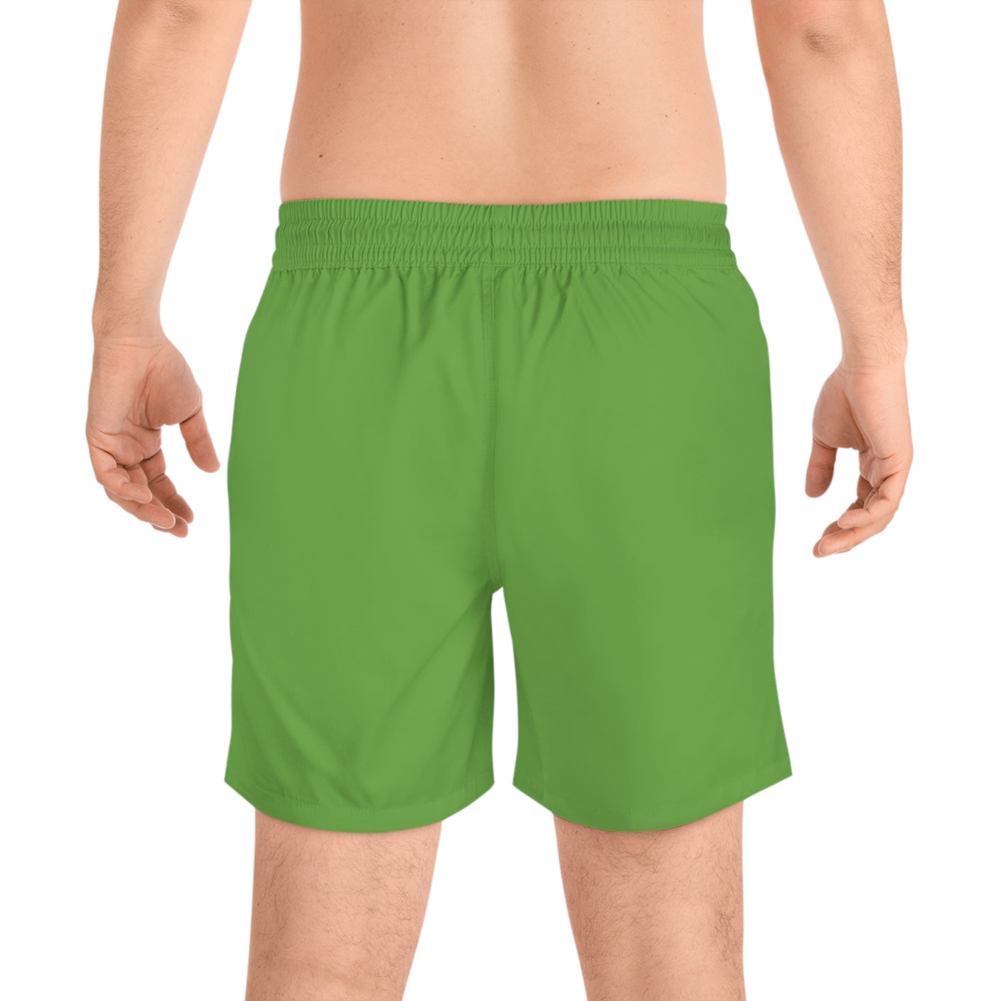 Lime Green BW Stripe Swim Trunks