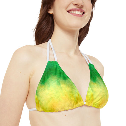 Yellow to Green Fade Strappy Triangle Bikini Top