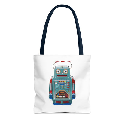 Retro Robot Tote Bag, Fun Eco-Friendly Shopping Bag, Gift for Tech Lovers, Cute Reusable Bag, Quirky Robot Design
