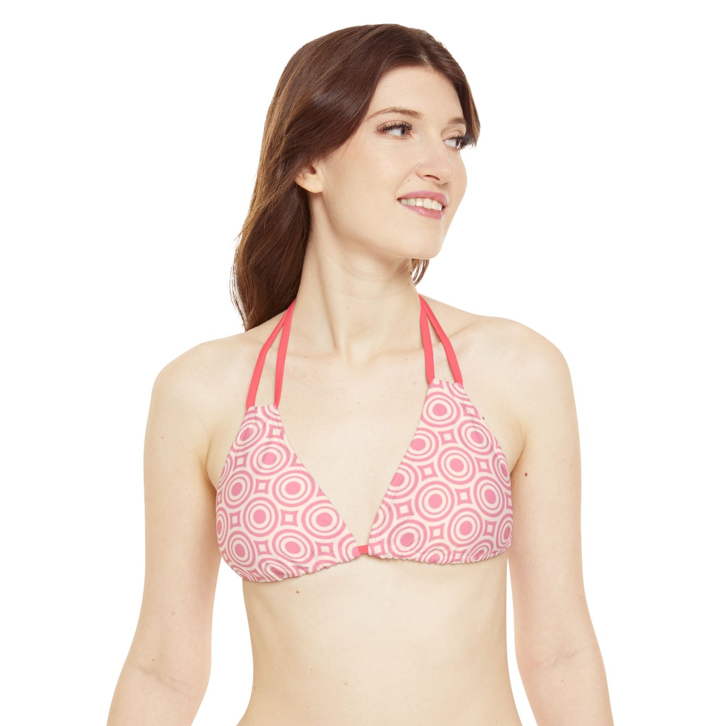 Pretty Pink Print Strappy Triangle Bikini Top