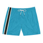 Turquoise BW Stripe Swim Trunks