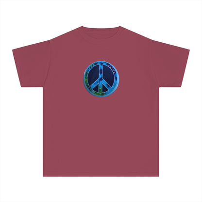 Youth Peace Sign Button Tee