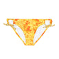 Orange and Yellow Print Loop Tie Side Bikini Bottom