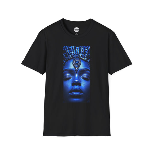 Blue Goddess Unisex Softstyle T-Shirt - Bohemian Art Tee for Empowerment and Self-Expression