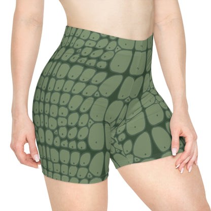 Green Animal Print Women's Biker Shorts