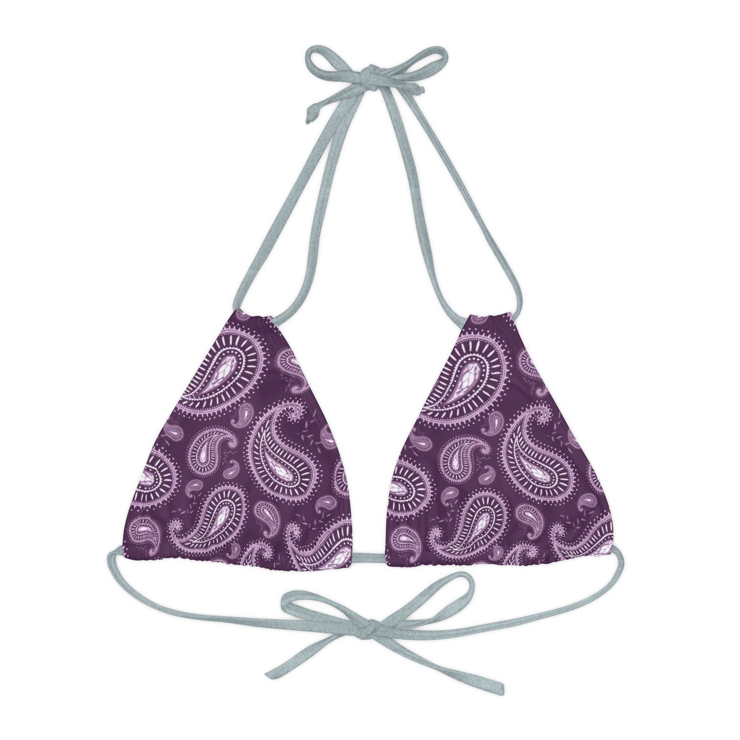 Purple Paisley Print Strappy Triangle Bikini Top