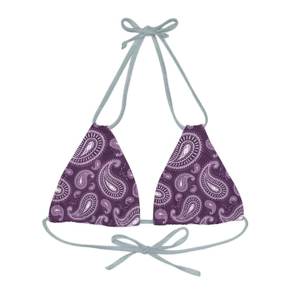 Purple Paisley Print Strappy Triangle Bikini Top