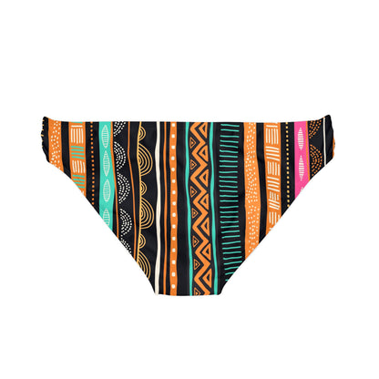 African Print Loop Tie Side Bikini Bottom