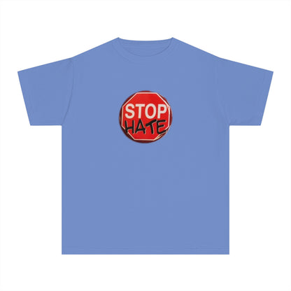 Youth Stop Hate Button Tee