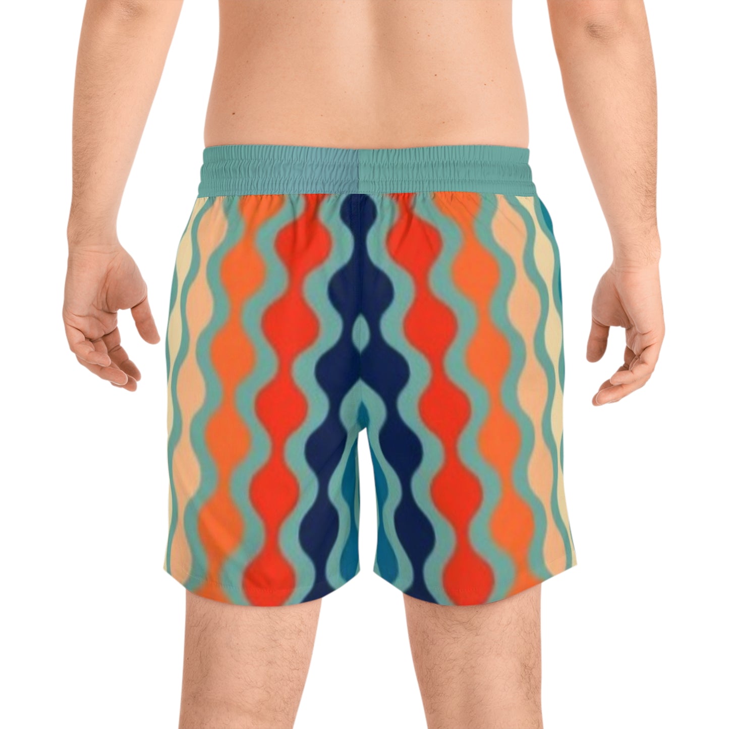 70's Blue Spectrum Print Swim Trunks