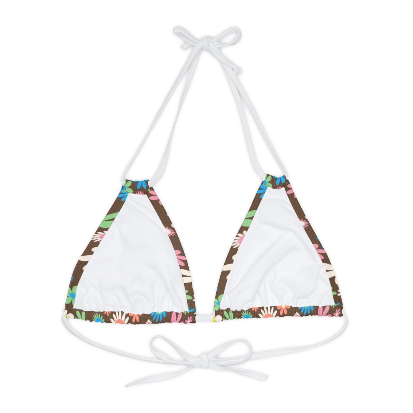 Flower Power Print Strappy Triangle Bikini Top