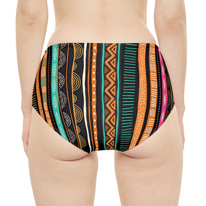 African Print High-Waist Hipster Bikini Bottom