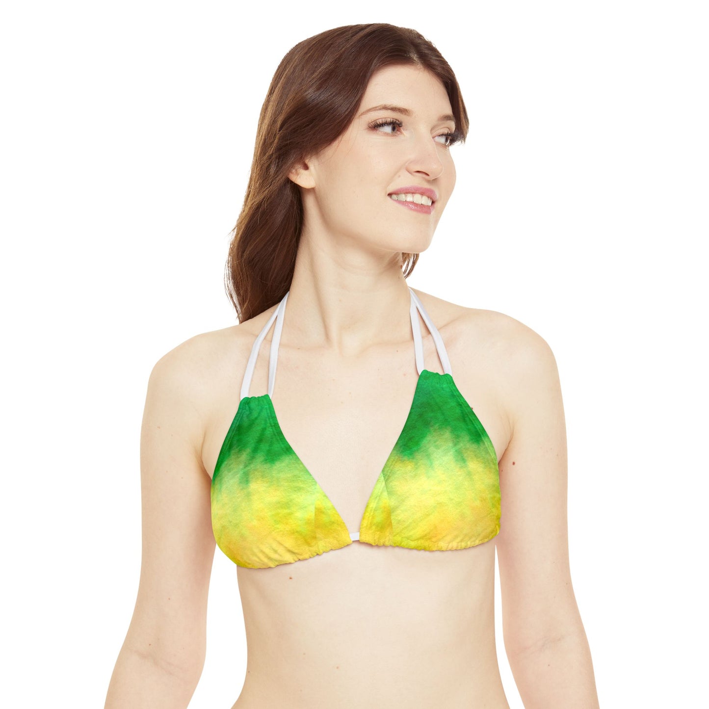 Yellow to Green Fade Strappy Triangle Bikini Top