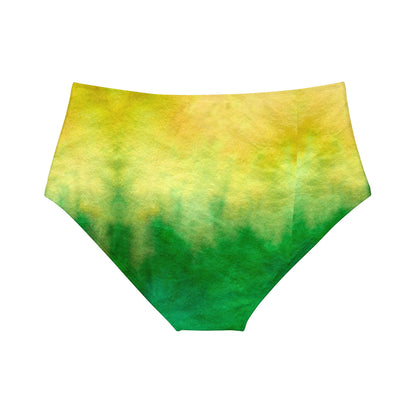 Yellow to Green Fade High-Waist Hipster Bikini Bottom