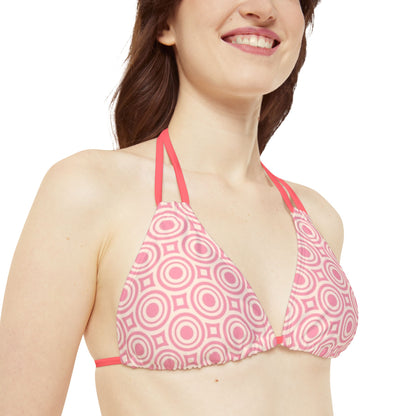 Pretty Pink Print Strappy Triangle Bikini Top