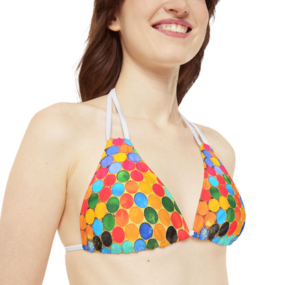 Cape Verdean Print Strappy Triangle Bikini Top