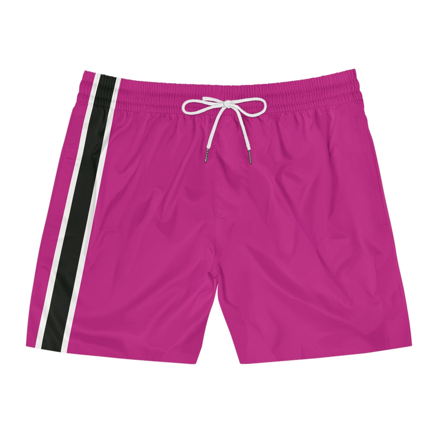 Hot Pink BW Stripe Swim Trunks