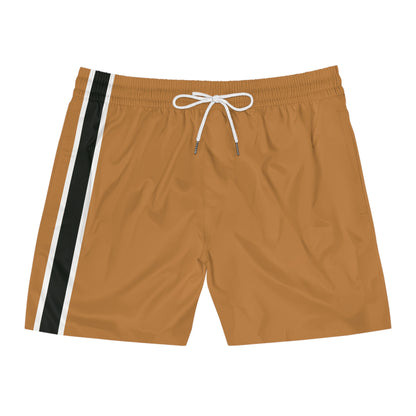 Khaki BW Stripe Swim Trunks